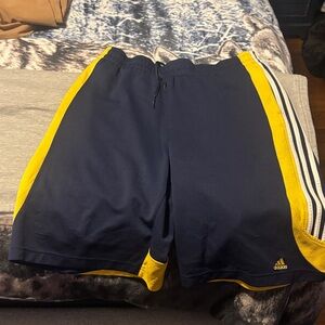 Adidas Men's Blue and Yellow Sports Shorts